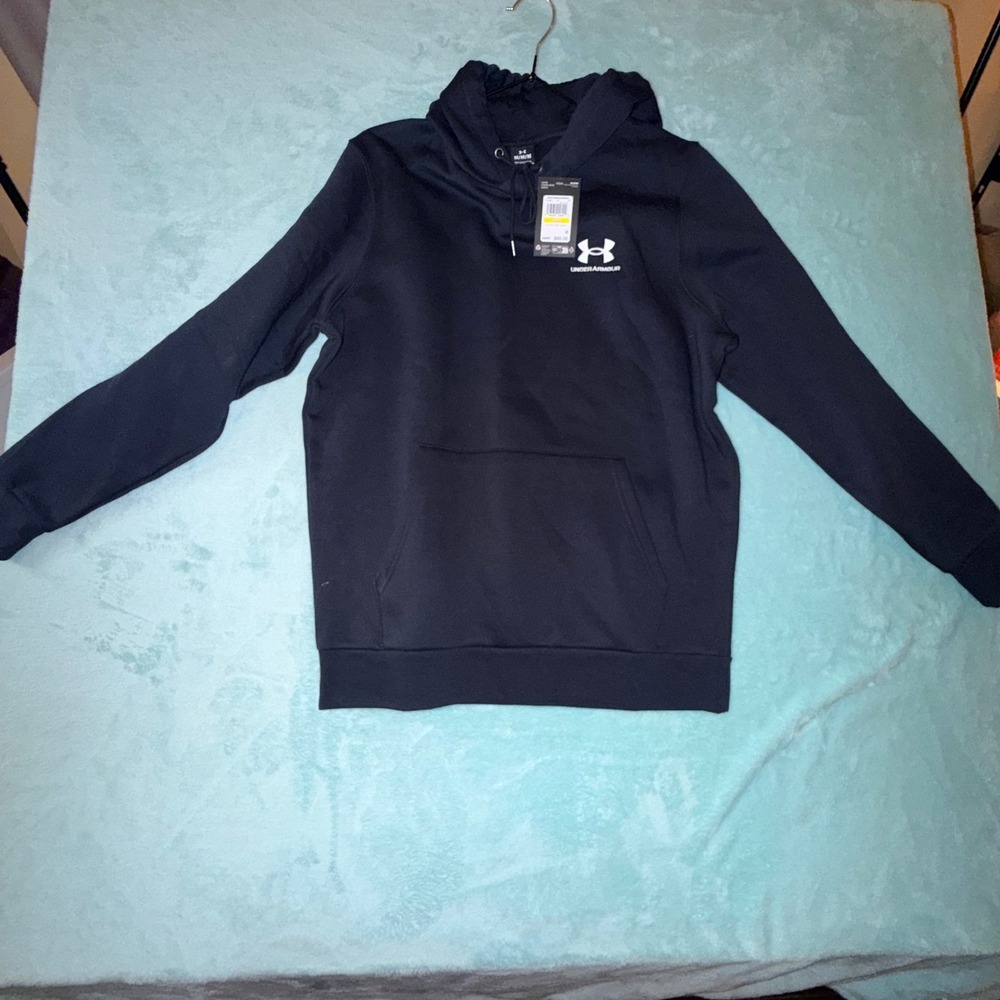 Under Armour Mens UA Icon Fleece Hoodie Loose Fit Black Size M NWT